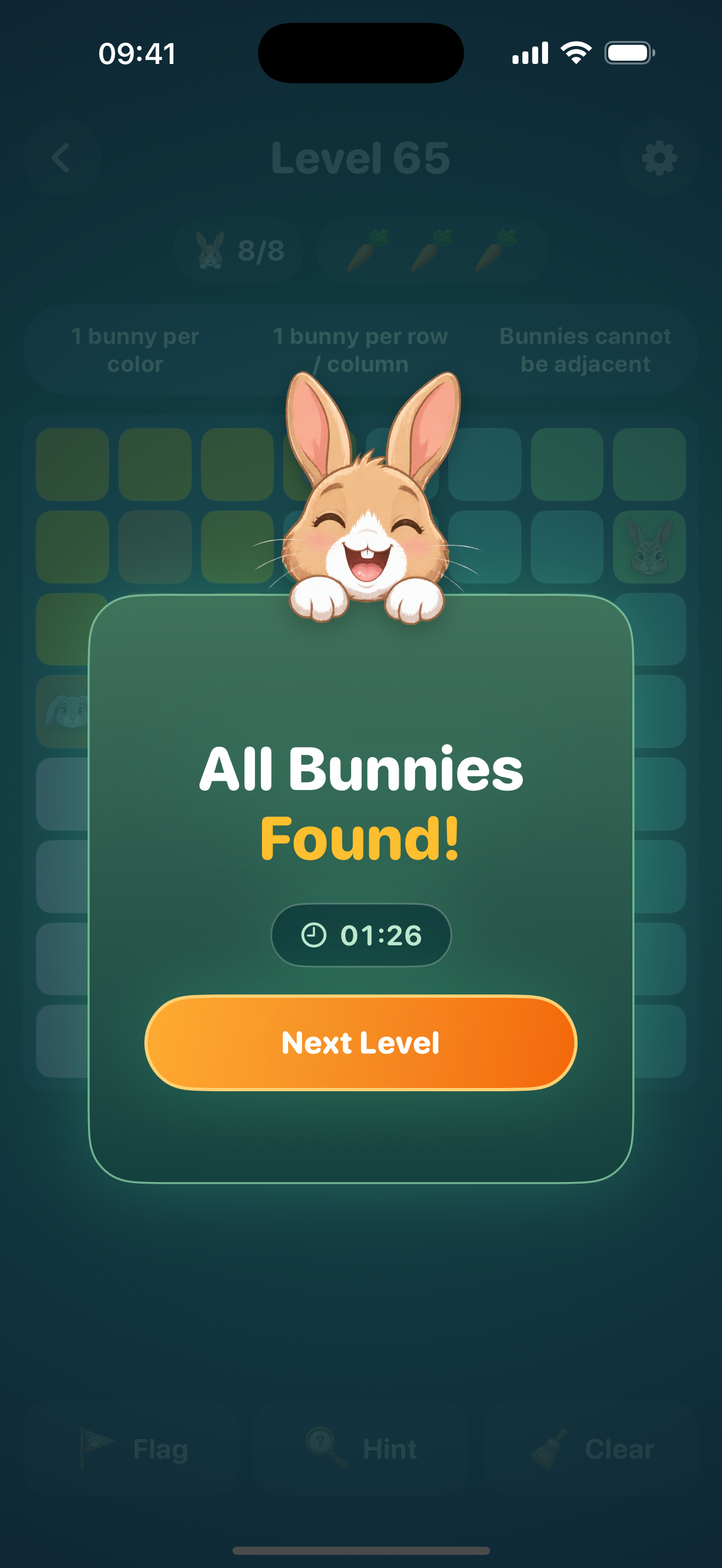 Bunny Trail victory screen